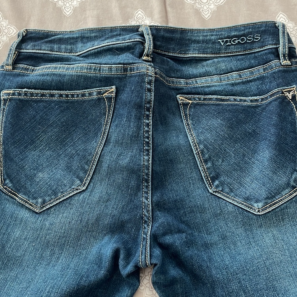 Vigoss Thompson Tomboy Jeans Women’s Sz 28x25 Dark Wash Distressed Straight NWOT - Picture 5 of 6